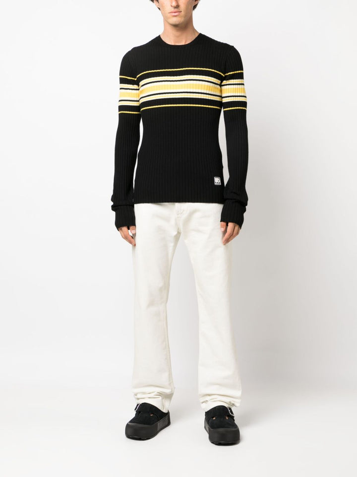 black and yellow ribbed sweater