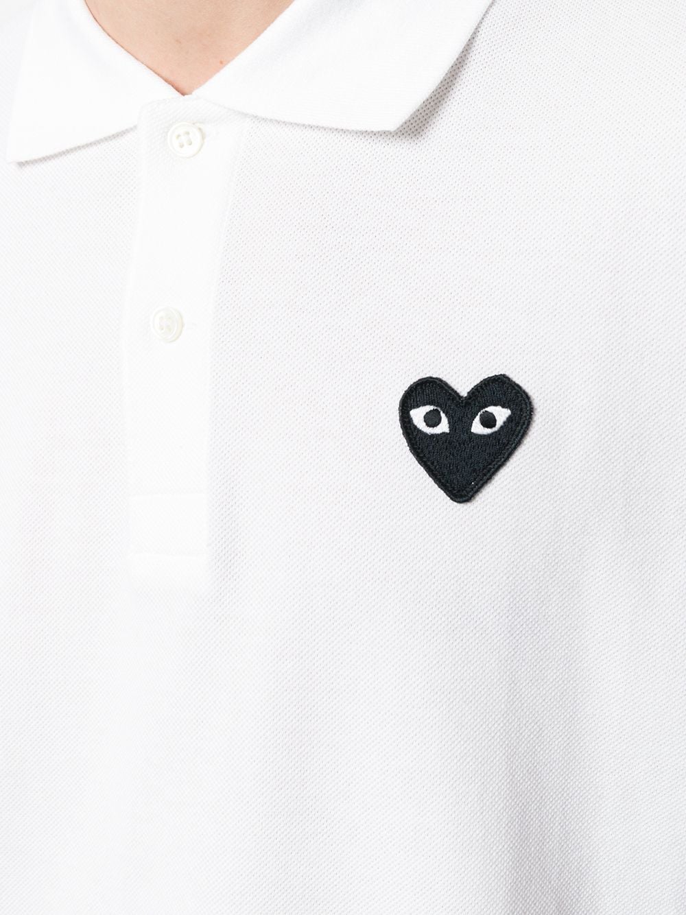 black heart white polo shirt