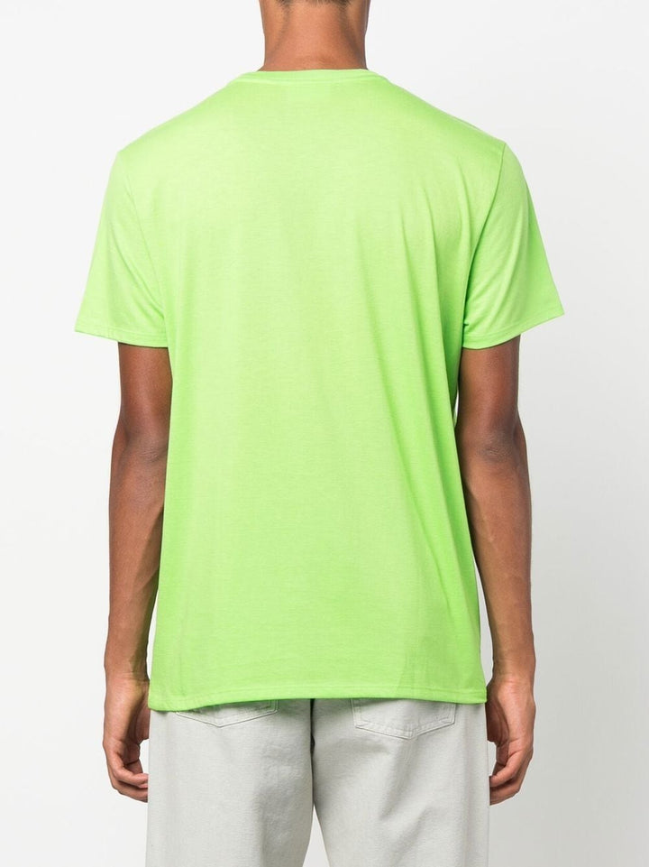 t-shirt with fluorescent green logo